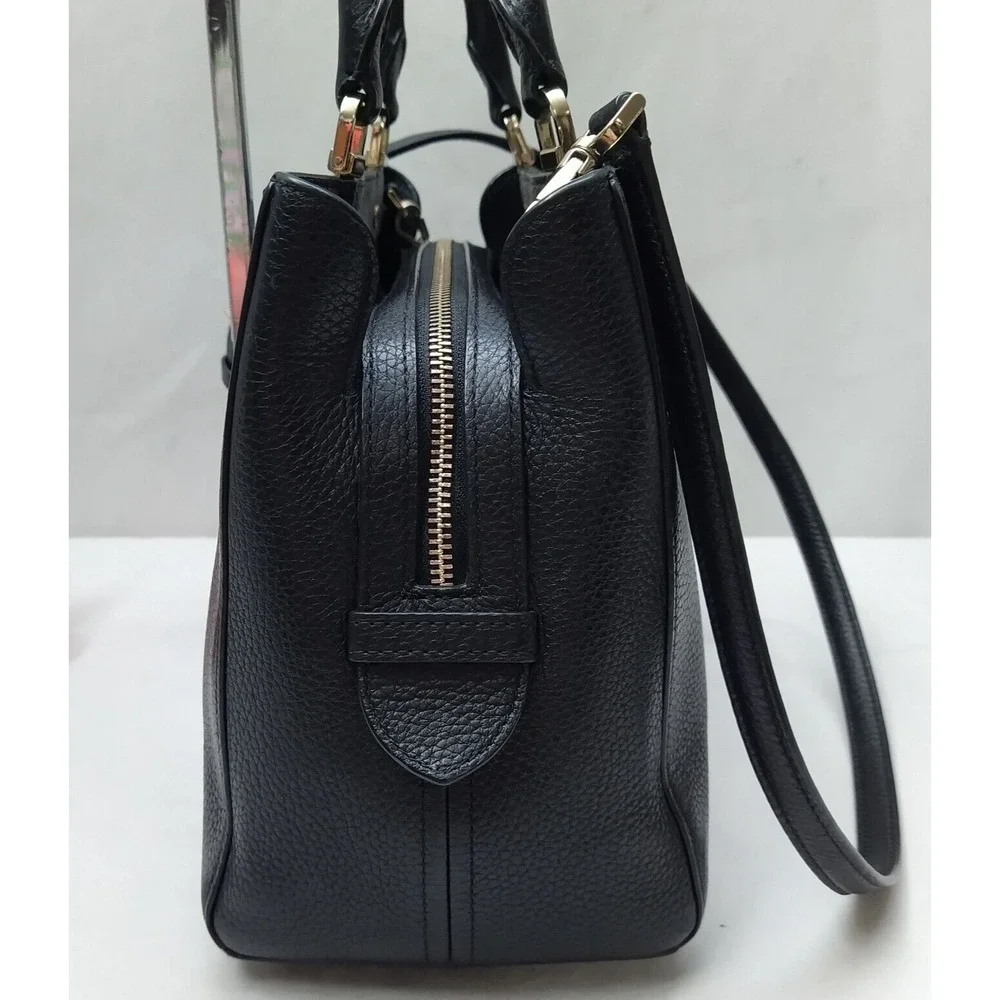 Kate Spade New York Black Leather Double Handles Zipper Closure Satchel Bag